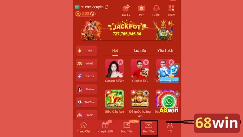 Người chơi cá cược và rút tiền khi nhận được lợi nhuận